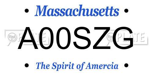 A00SZG Massachusetts License Plate