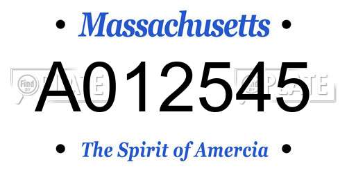 A012545 Massachusetts License Plate