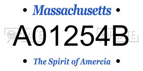 A01254B Massachusetts License Plate