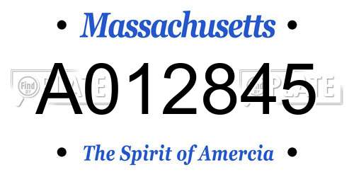 A012845 Massachusetts License Plate