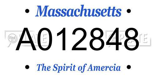 A012848 Massachusetts License Plate