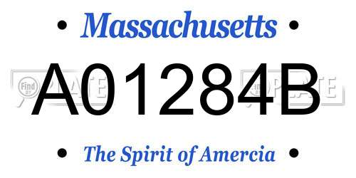 A01284B Massachusetts License Plate