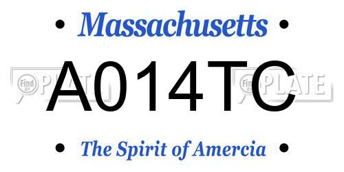 A014TC Massachusetts License Plate