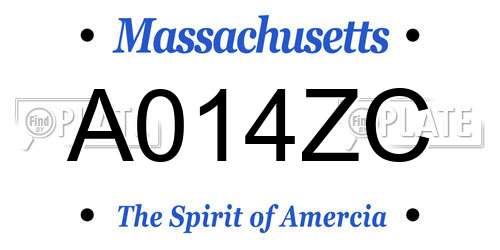 A014ZC Massachusetts License Plate