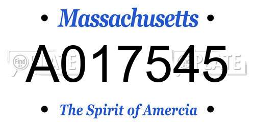 A017545 Massachusetts License Plate