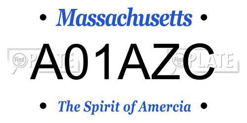 A01AZC Massachusetts License Plate