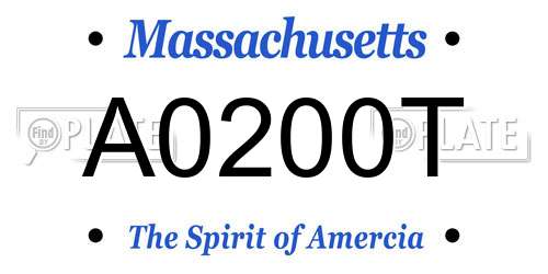 A0200T Massachusetts License Plate