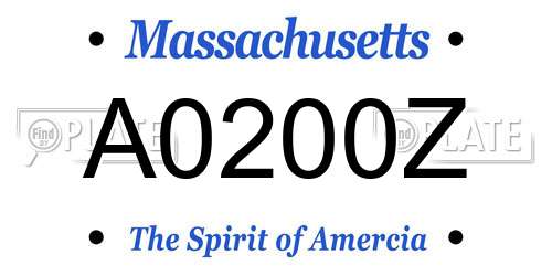 A0200Z Massachusetts License Plate