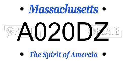 A020DZ Massachusetts License Plate