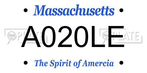 A020LE Massachusetts License Plate