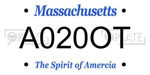 A020OT Massachusetts License Plate