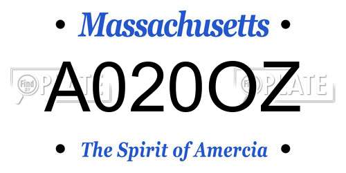 A020OZ Massachusetts License Plate