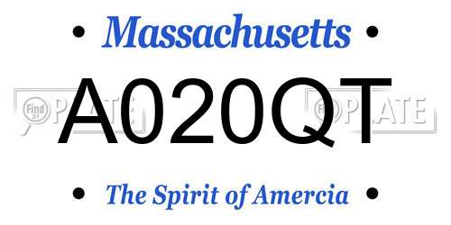 A020QT Massachusetts License Plate