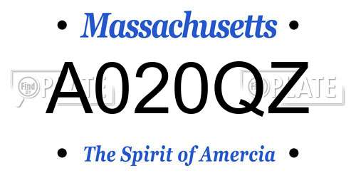 A020QZ Massachusetts License Plate