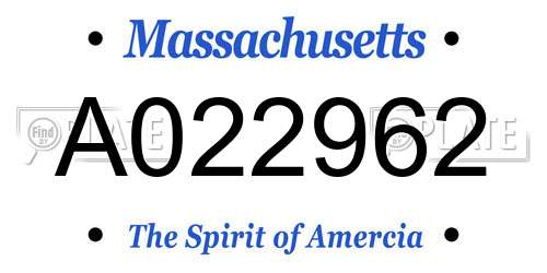 A022962 Massachusetts License Plate