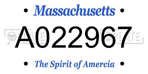A022967 Massachusetts License Plate