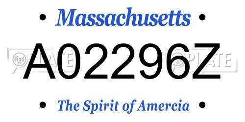 A02296Z Massachusetts License Plate