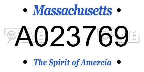 A023769 Massachusetts License Plate