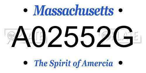 A02552G Massachusetts License Plate