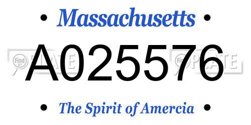 A025576 Massachusetts License Plate