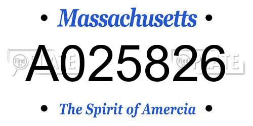 A025826 Massachusetts License Plate
