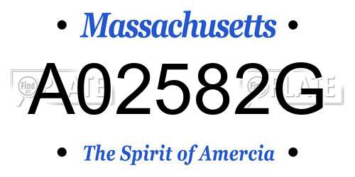 A02582G Massachusetts License Plate