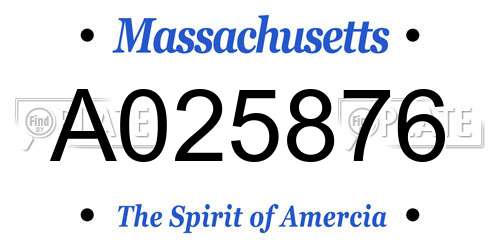 A025876 Massachusetts License Plate