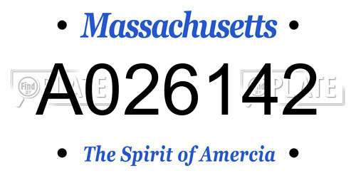 A026142 Massachusetts License Plate