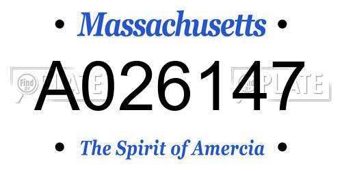 A026147 Massachusetts License Plate