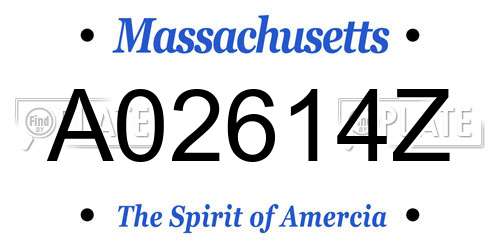 A02614Z Massachusetts License Plate