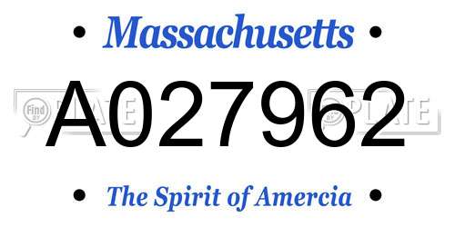 A027962 Massachusetts License Plate