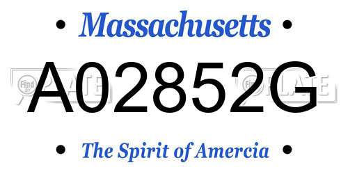 A02852G Massachusetts License Plate