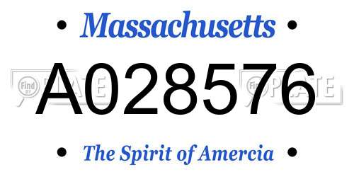 A028576 Massachusetts License Plate