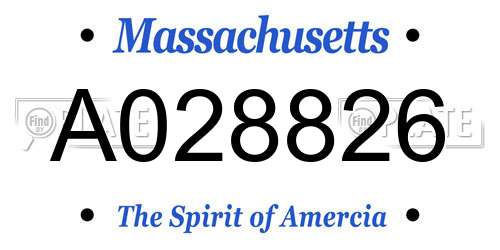 A028826 Massachusetts License Plate