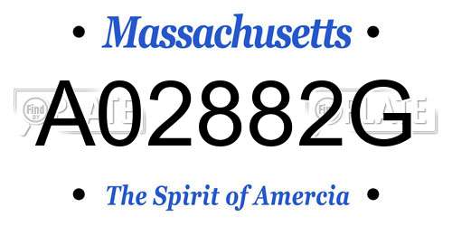 A02882G Massachusetts License Plate