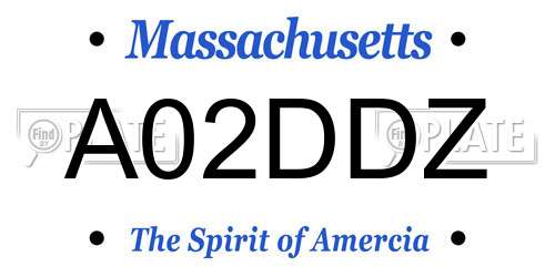 A02DDZ Massachusetts License Plate