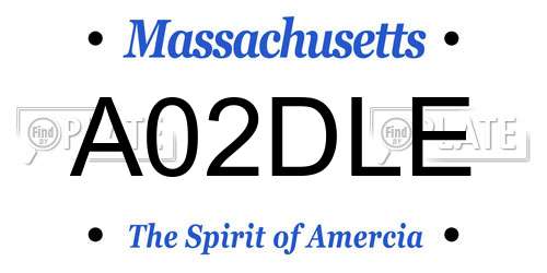 A02DLE Massachusetts License Plate