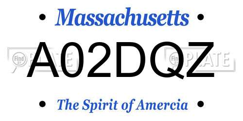 A02DQZ Massachusetts License Plate