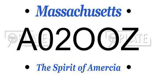 A02OOZ Massachusetts License Plate