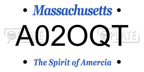 A02OQT Massachusetts License Plate