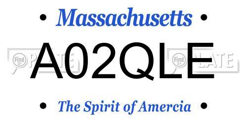 A02QLE Massachusetts License Plate