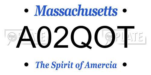 A02QOT Massachusetts License Plate