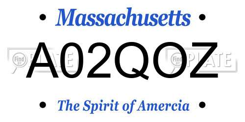 A02QOZ Massachusetts License Plate