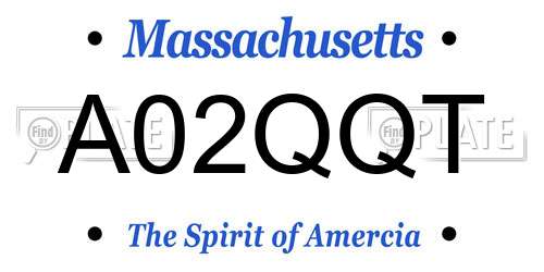 A02QQT Massachusetts License Plate
