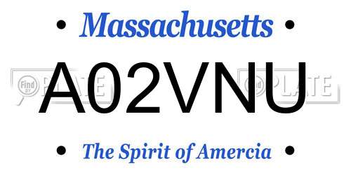 A02VNU Massachusetts License Plate