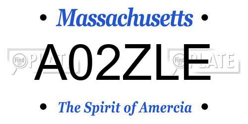 A02ZLE Massachusetts License Plate