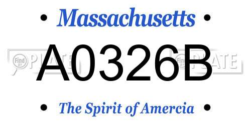 A0326B Massachusetts License Plate