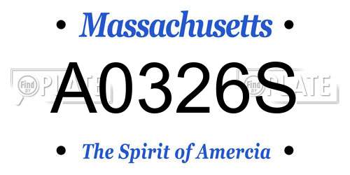 A0326S Massachusetts License Plate