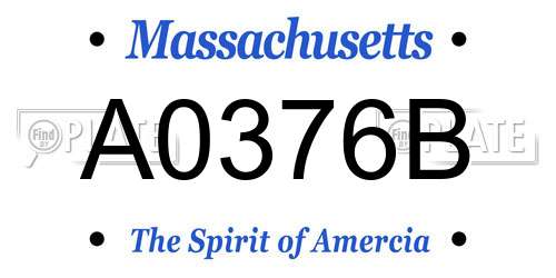 A0376B Massachusetts License Plate