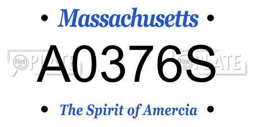 A0376S Massachusetts License Plate